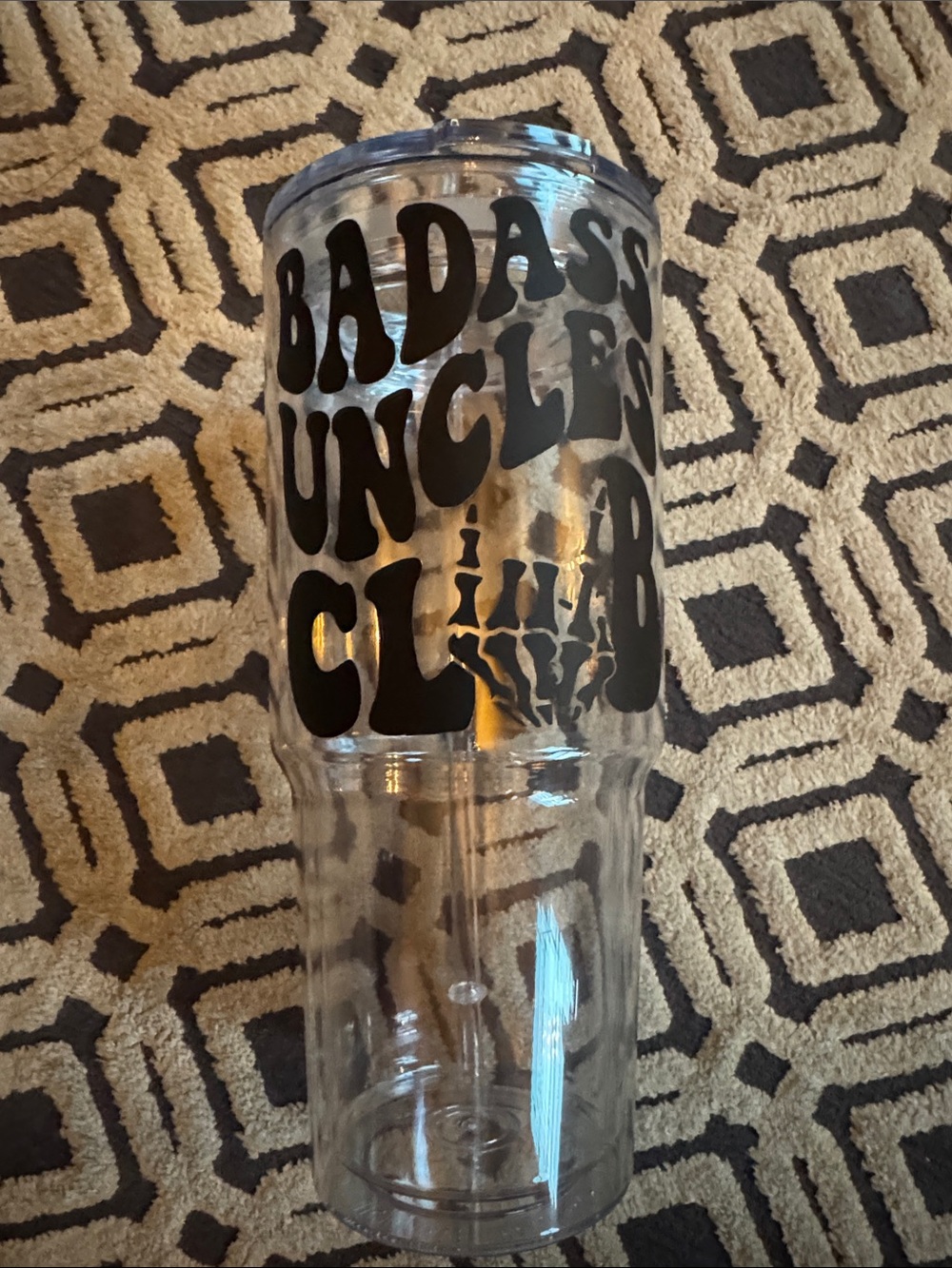 Badass Uncle Club Clear Travel Tumbler with straw